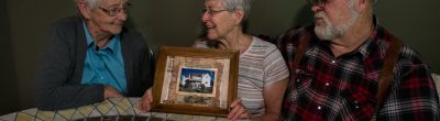 Linda Hessman and a farm family she worked with in the 1980s